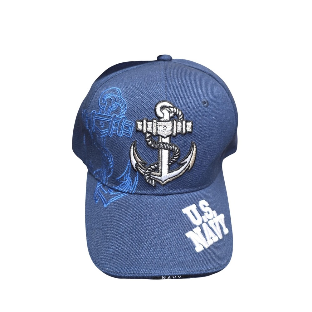 U.S.‎ Navy Hat Cap Fitted Mens One Size Blue Anchor Embroidered Patriotic USA